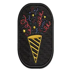 Party Popper with Confetti Multi-Color Embroidered Iron-On or Hook & Loop Patch Applique