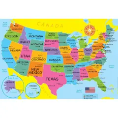 Placemat Studio&trade; Smart Poly&reg; USA Map Learning Placemat, 13" x 19", Single Sided, Pack of 10