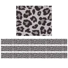 Gray Leopard Straight Border Trim, 35 Feet Per Pack, 6 Packs