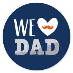 Big Dot of Happiness Happy Father's Day - We Love Dad Party Circle Sticker Labels - 24 Count