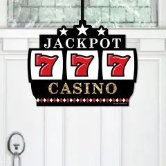 Big Dot of Happiness Las Vegas - Hanging Porch Casino Party Outdoor Decorations - Front Door Decor - 1 Piece Sign