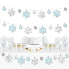 Big Dot of Happiness Winter Wonderland - Snowflake Holiday Party and Winter Wedding DIY Decorations - Clothespin Garland Banner - 44 Pieces