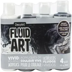DecoArt FluidArt Paint Pouring Value Pack 4/Pkg-Neutral