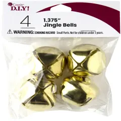 CousinDIY Jingle Bells 1.375" 4/Pkg-Gold