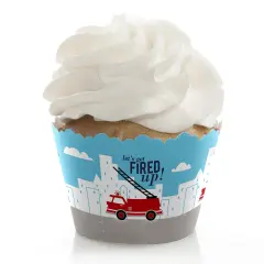 Big Dot of Happiness Fired Up Fire Truck - Firefighter Firetruck Baby Shower or Birthday Party Decorations - Party Cupcake Wrappers - Set of 12