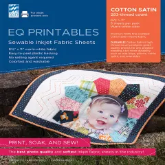 EQ Inkjet Printable Cotton Satin Fabric Sheets 8.5"X11"-6/Pkg