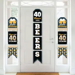 Big Dot of Happiness Cheers and Beers to 40 Years - Hanging Vertical Paper Door Banners - 40th Birthday Party Wall Decoration Kit - Indoor Door Decor