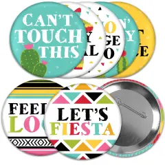 Big Dot of Happiness Let's Fiesta - 3 inch Fiesta Badge - Pinback Buttons - Set of 8