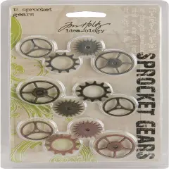 Idea-Ology Metal Sprocket Gears .75" To 1" 12/Pkg-Antique Nickel, Brass & Copper