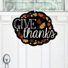 Big Dot of Happiness Give Thanks - Hanging Porch Thanksgiving Party Outdoor Decorations - Front Door Decor - 1 Piece Sign