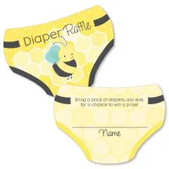 Big Dot of Happiness Honey Bee - Diaper Shaped Raffle Ticket Inserts - Baby Shower Activities - Diaper Raffle Game - Set of 24