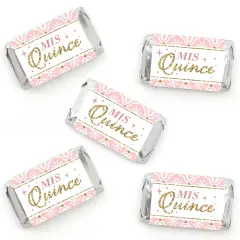 Big Dot of Happiness Mis Quince Anos - Mini Candy Bar Wrapper Stickers - Quinceanera Sweet 15 Birthday Party Small Favors - 40 Count
