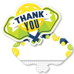 Big Dot of Happiness Let&rsquo;s Rally - Pickleball - Shaped Thank You Cards - Birthday or Retirement Party Thank You Note Cards with Envelopes - Set of 12
