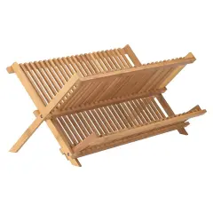 Helen&rsquo;s Asian Kitchen Natural Bamboo Dish Drying Rack Foldable