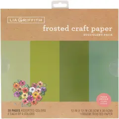 Lia Griffith Frosted Craft Tissue Paper 12"X12" 20/Pkg-Succulent-Greens