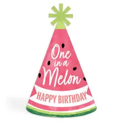 Big Dot of Happiness Sweet Watermelon - Cone Happy Birthday Party Hats for Kids and Adults - Set of 8 (Standard Size)