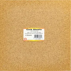 Hygloss Cork Sheets Self-Adhesive 2mm Thick 2/Pkg-8.5"X11"