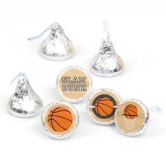 Big Dot of Happiness Nothin' but Net - Basketball - Party Round Candy Sticker Favors - Labels Fits Chocolate Candy (1 sheet of 108)