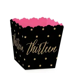 Big Dot of Happiness Chic 13th Birthday - Pink, Black and Gold - Party Mini Favor Boxes - Birthday Party Treat Candy Boxes - Set of 12