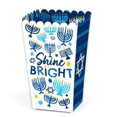 Big Dot of Happiness Hanukkah Menorah - Chanukah Holiday Party Favor Popcorn Treat Boxes - Set of 12
