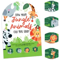 Big Dot of Happiness Jungle Party Animals Safari Zoo Animal Birthday Party or Baby Shower Scavenger Hunt 1 Stand and 48 Game Pieces Hide and Find Game