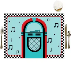 Big Dot of Happiness 50's Sock Hop - Party Table Decorations - 1950s Rock N Roll Party Placemats - Set of 16