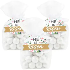 Big Dot of Happiness Religious Easter - Christian Holiday Party Clear Goodie Favor Bags - Treat Bags With Tags - Set of 12