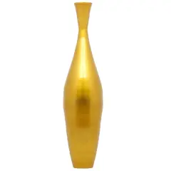 Tall 43 Inch Modern Bamboo Narrow Trumpet Floor Vase - Elegant Home Decoration, Modern Accent Piece, Living Room Decor, Handcrafted Bamboo Art, Contemporary Interior Design, Unique Tall Vase Gold Large