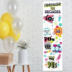 Big Dot of Happiness Through the Decades - 50s, 60s, 70s, 80s, and 90s Party Front Door Decoration - Vertical Banner