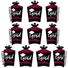 Big Dot of Happiness Maroon Graduation Table Decorations - Party Fold and Flare Centerpieces - 10 Count
