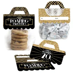 Big Dot of Happiness Roaring 20's DIY 1920s Art Deco Jazz Party Clear Goodie Favor Bag Labels Candy Bags with Toppers Set of 24