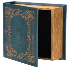 Decorative Vintage Book Shaped Trinket Storage Box Blue