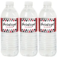 Big Dot of Happiness Red Graduation Party Water Bottle Sticker Labels - Set of 20