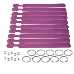 Blank Leather Keychains &ndash; DIY Engraving Kit, Pack of 10 (&frac34;" x 4.5") Lavender