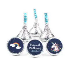 100ct Unicorn Birthday Candy Party Favors Hershey's Kisses Milk Chocolate DIY (100 Candies + 1 Sheet Stickers) - Assembly Required - by Just Candy