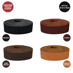 European Leather Work 5-6 oz. (2-2.4mm) Vegetable Tanned Leather Belt Blanks Shrunken Grain Cowhide Leather Straps/Strips for DIY, Tooling, Engraving, Carving