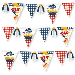 Big Dot of Happiness Fire Up the Grill - DIY Summer BBQ Picnic Party Pennant Garland Decoration - Triangle Banner - 30 Pieces