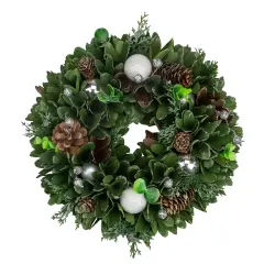 Northlight Artificial Christmas Wreath With Pine Cones and Ornaments - 14" Unlit White