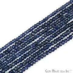 Iolite Rondelle Beads, 12.5 Inch Gemstone Strands, Drilled Strung Nugget Beads, Faceted Round, 3-4mm, GemMartUSA (RLIO-70002)