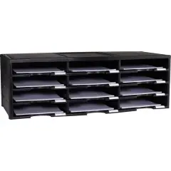 Storex 12-Compartment Literature Organizer/Document Sorter, Black (Drop Ship Approved Packing) (replaces 61602U01C)