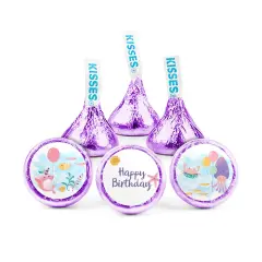 100pcs Mermaid Birthday Candy Party Favors Hershey's Kisses Milk Chocolate (100 Candies + 1 Sheet Stickers)by Just Candy - Assembly Required