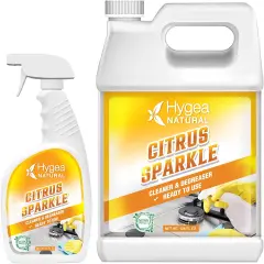Hygea Natural Citrus Sparkle - Natural Cleaner and Degreaser Ready to use 24oz Spray + Refill