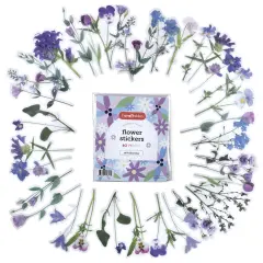 Incraftables Self Adhesive Flower Stickers for Kids (80pcs). Natural Flower Stickers for Scrapbooking. Large & Small Flower Stickers for Water Bottles. Transparent Spring Floral Decals for Crafts