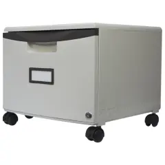 One Drawer Mini File Cabinet with Lock & Casters, Legal/Letter, gray/Black (Drop Ship Approved Packing)