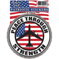 Patriotic Peace Through Strength Sticker (3"x4-1/4")