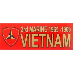 3rd Marine 1965-1969 Vietnam Bumper Sticker 3-1/4"X9"