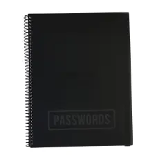 RE-FOCUS THE CREATIVE OFFICE, Large Password Keeper Book, Spiral Bound with Alphabetical Tabs Black
