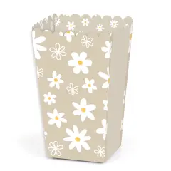 Big Dot of Happiness Tan Daisy Flowers - Floral Party Favor Popcorn Treat Boxes - Set of 12