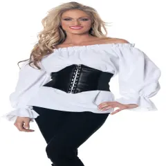 Underwraps Women's White and Black Renaissance Blouse Halloween Costume - XL