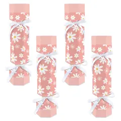 Big Dot of Happiness Pink Daisy Flowers - No Snap Floral Party Table Favors - DIY Cracker Boxes - Set of 12